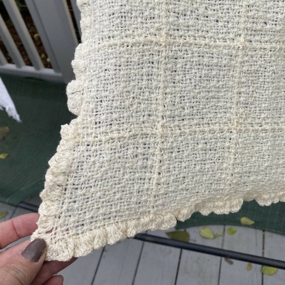 Vintage Baby Blanket Julius Berger Crochet Knit Ivory - Picture 6 of 8